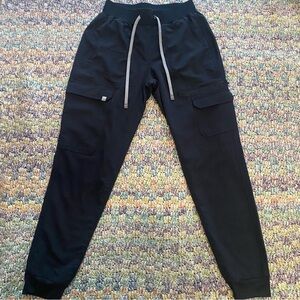Fabletics on call jogger scrubs black stay put waist band 6 pocket design